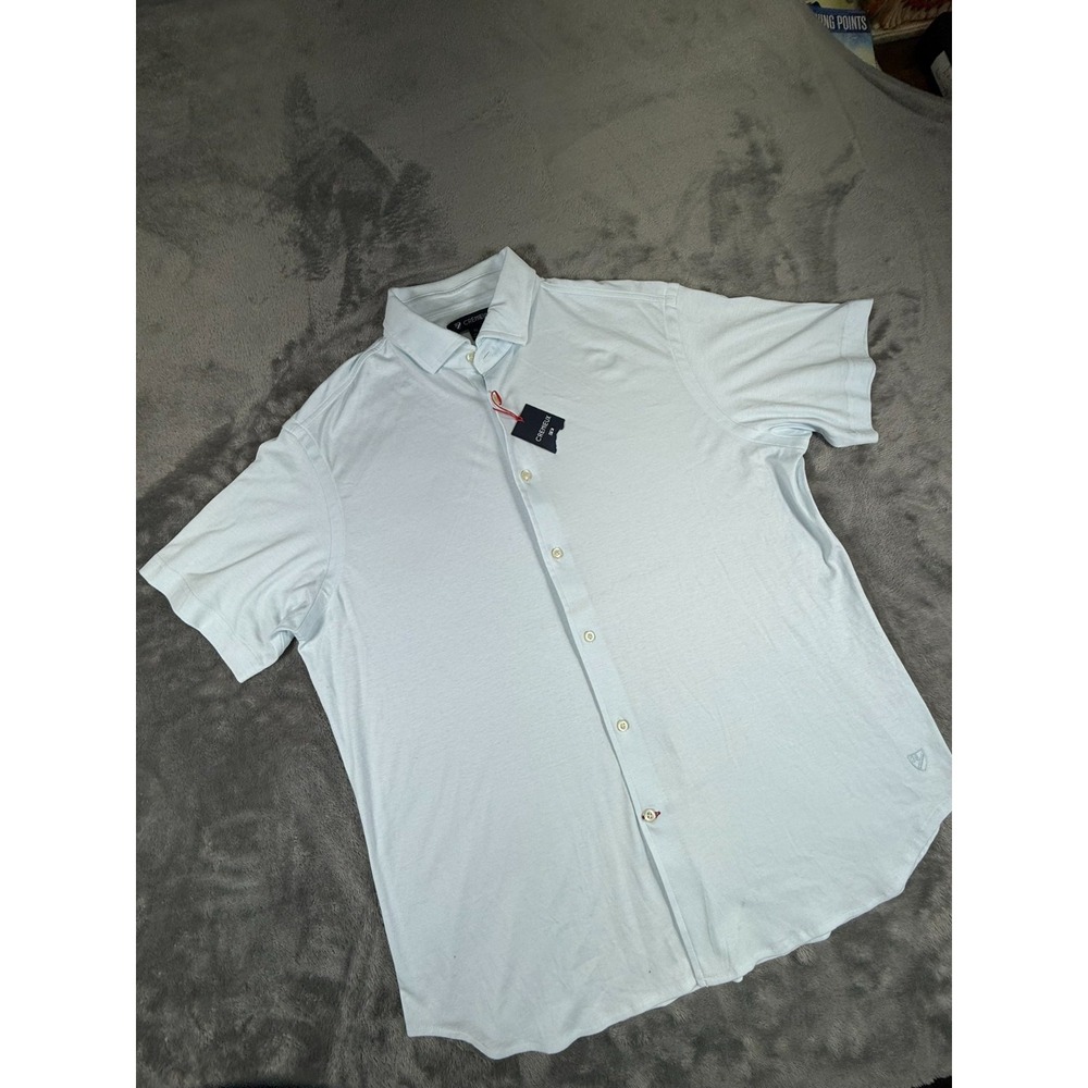 Cremieux 38 Men's XL Medium Button Down Shirt Short Sleeve Baby Blue NWT